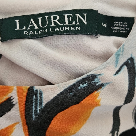 Lauren Ralph Lauren Stretch Jersey Knit Multi-color Floral Shift Dress size 14 - Picture 6 of 6